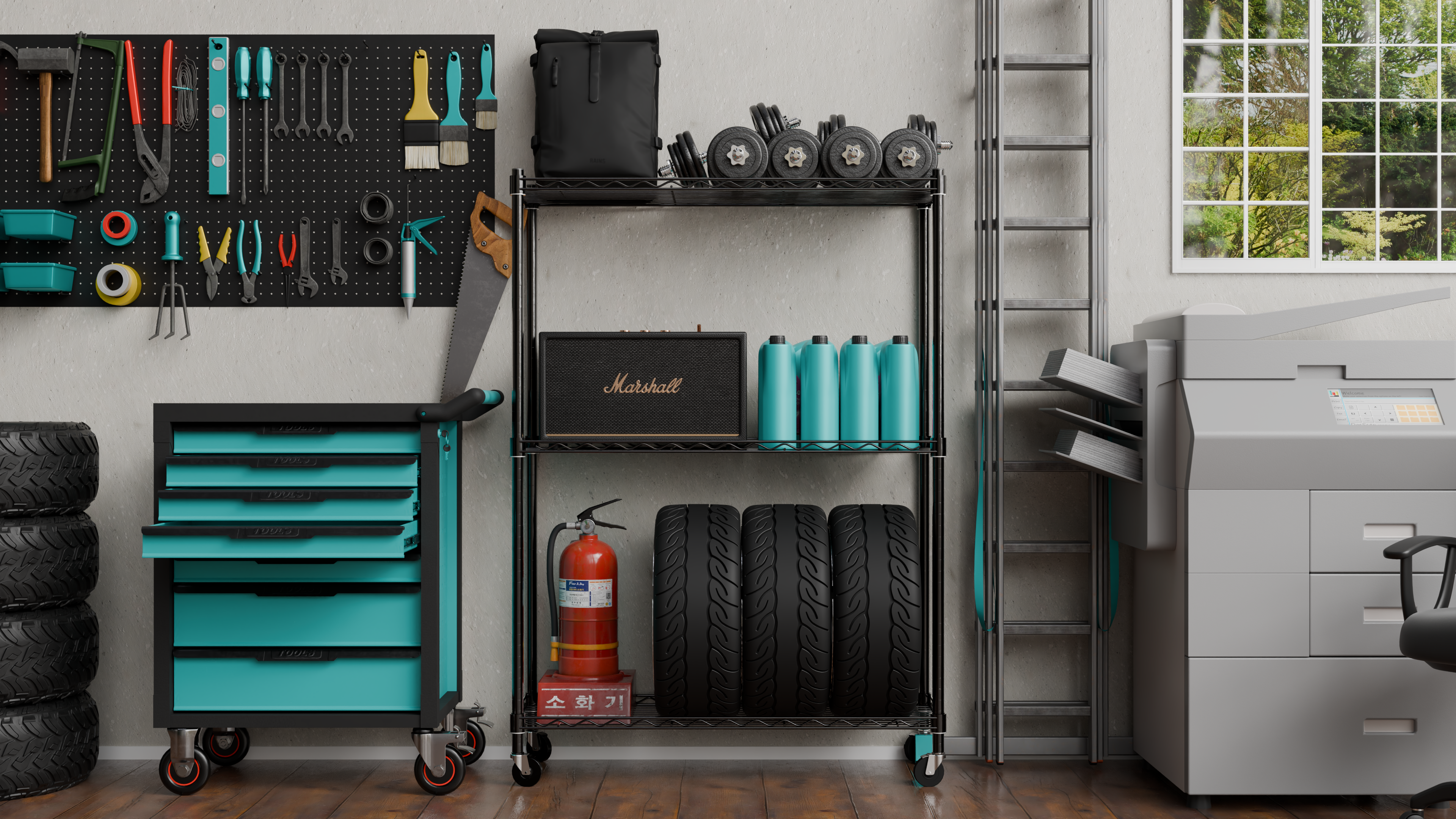 Tune Home 3 Tier Metal Wire Storage Rack with Wheels - Tune home