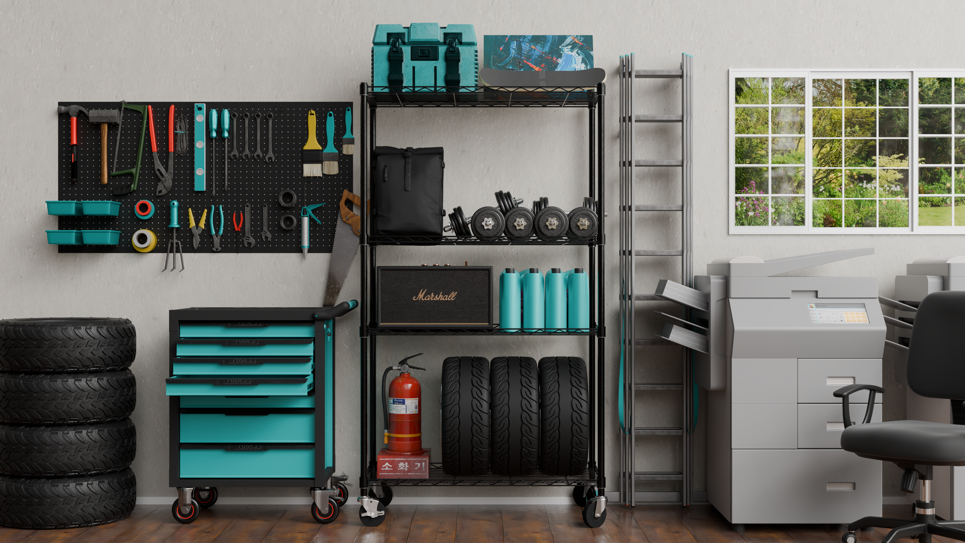 4 Tier Metal Wire Storage Rack with Wheels