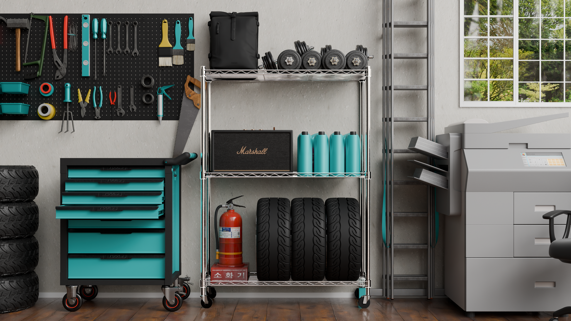 Tune Home 3 Tier Metal Wire Storage Rack with Wheels - Tune home