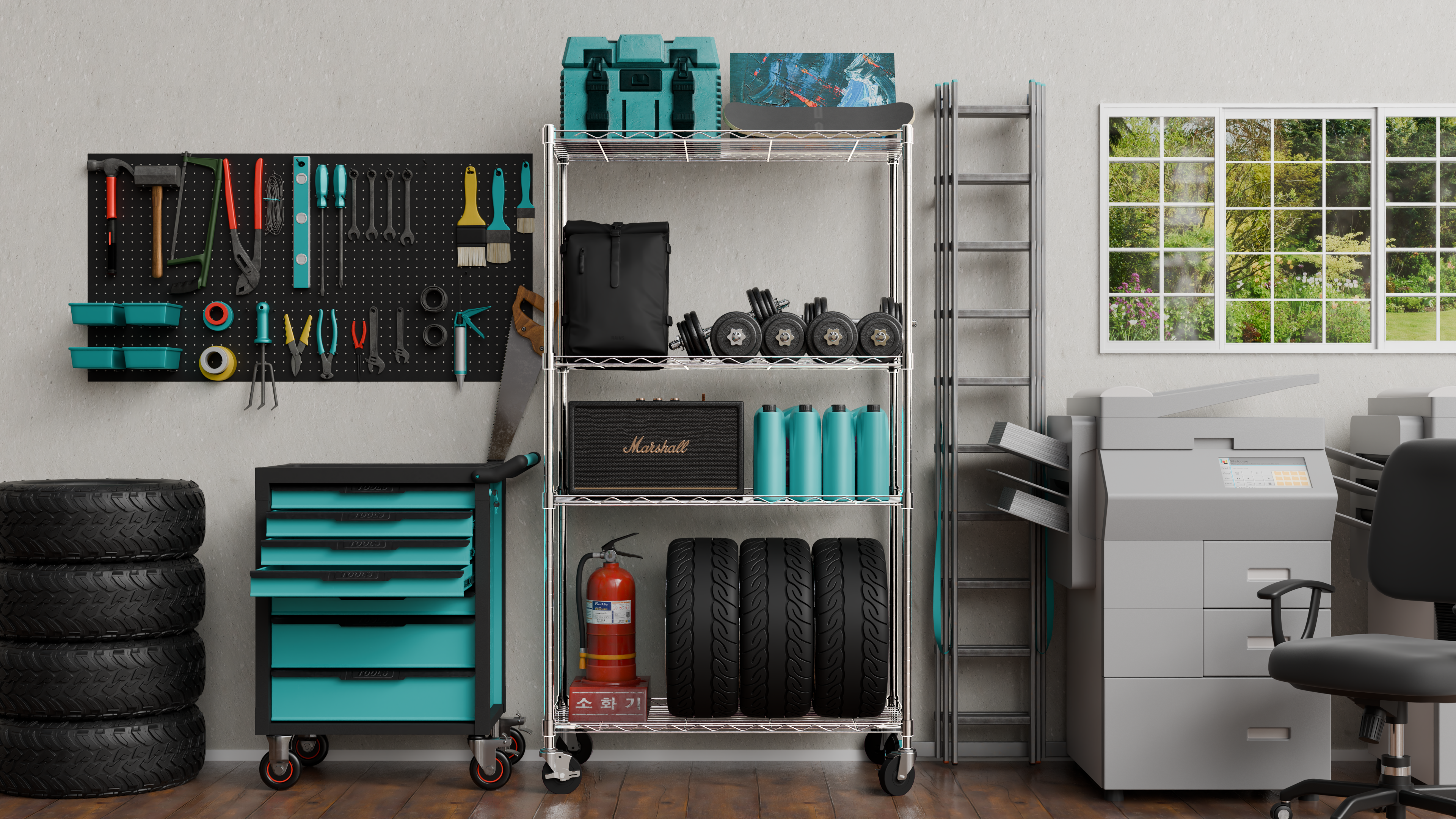 4 Tier Metal Wire Storage Rack with Wheels