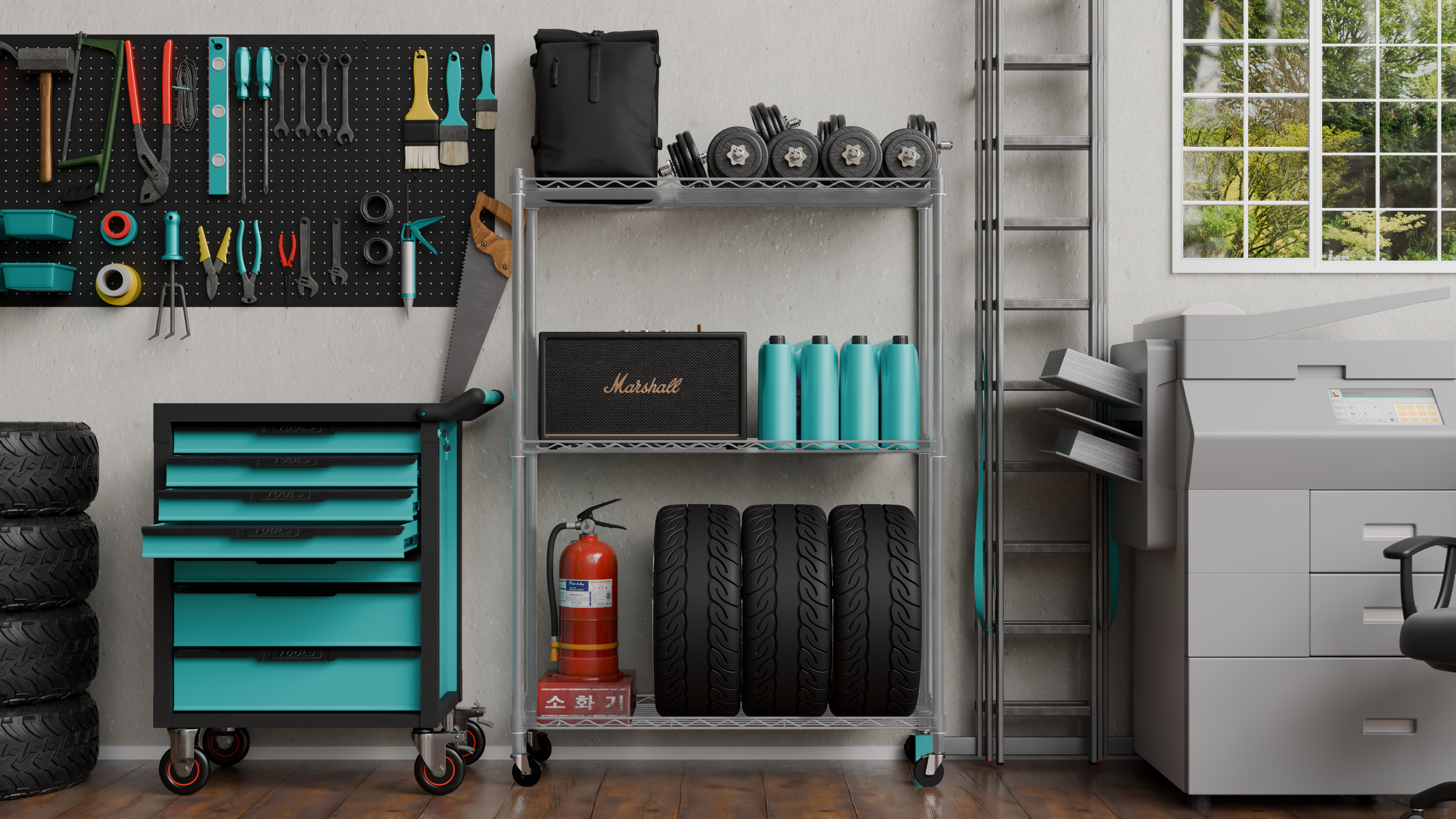 Tune Home 3 Tier Metal Wire Storage Rack with Wheels - Tune home