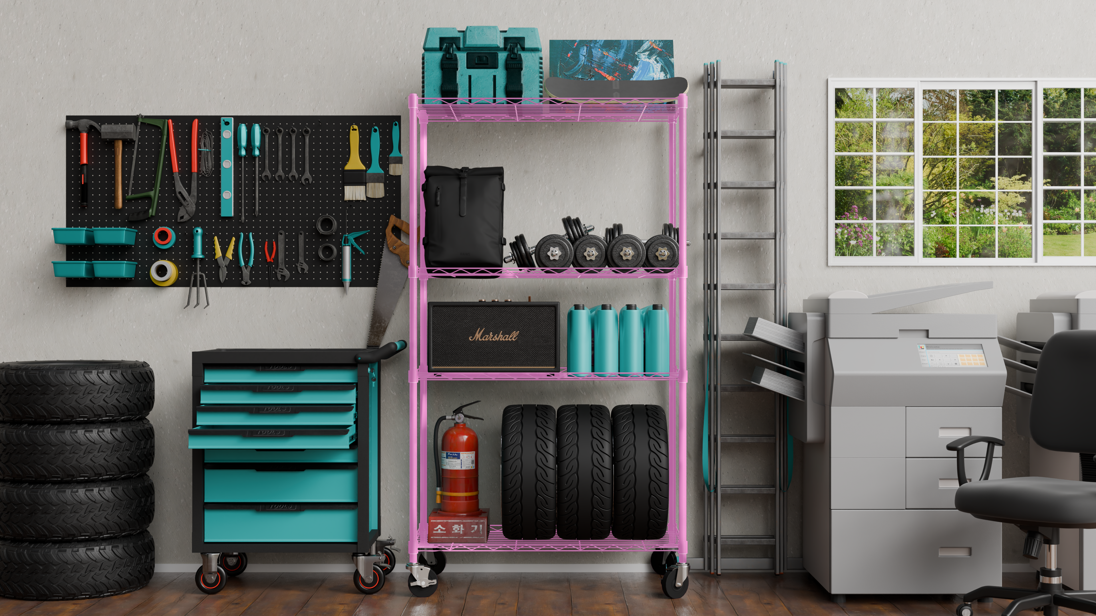 4 Tier Metal Wire Storage Rack with Wheels