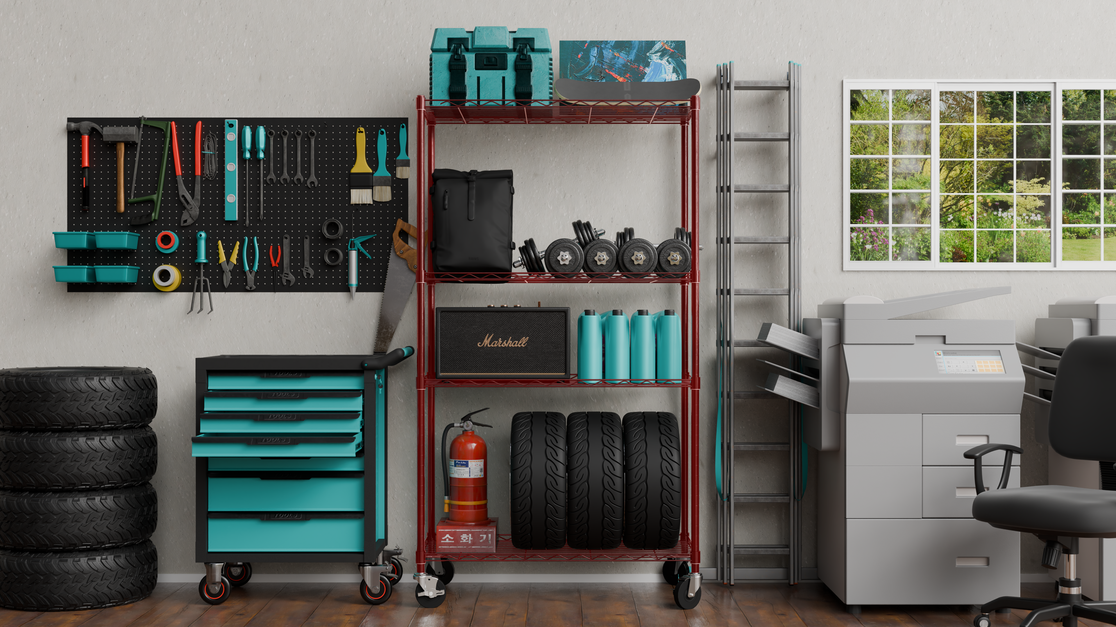 4 Tier Metal Wire Storage Rack with Wheels