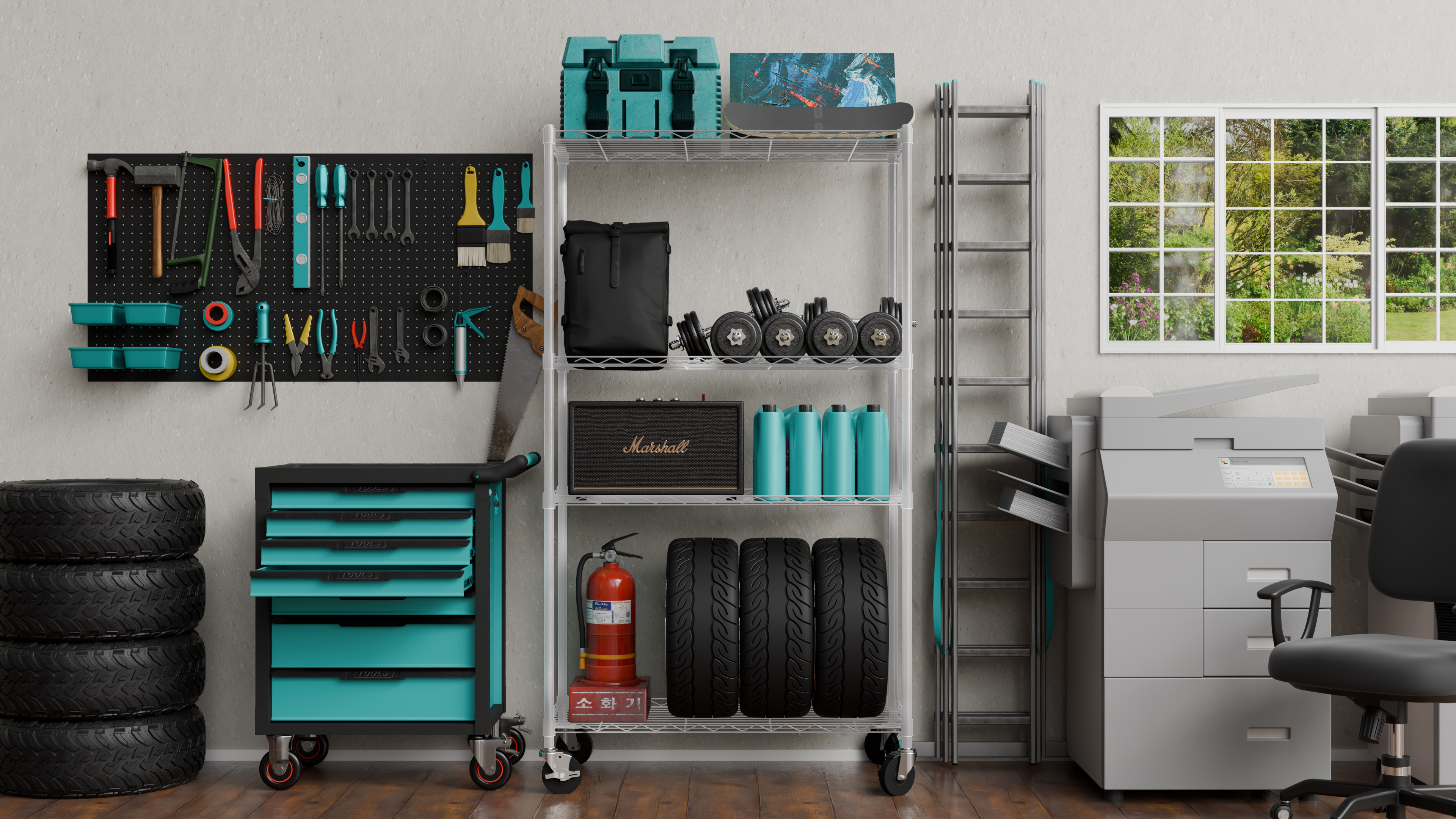 4 Tier Metal Wire Storage Rack with Wheels