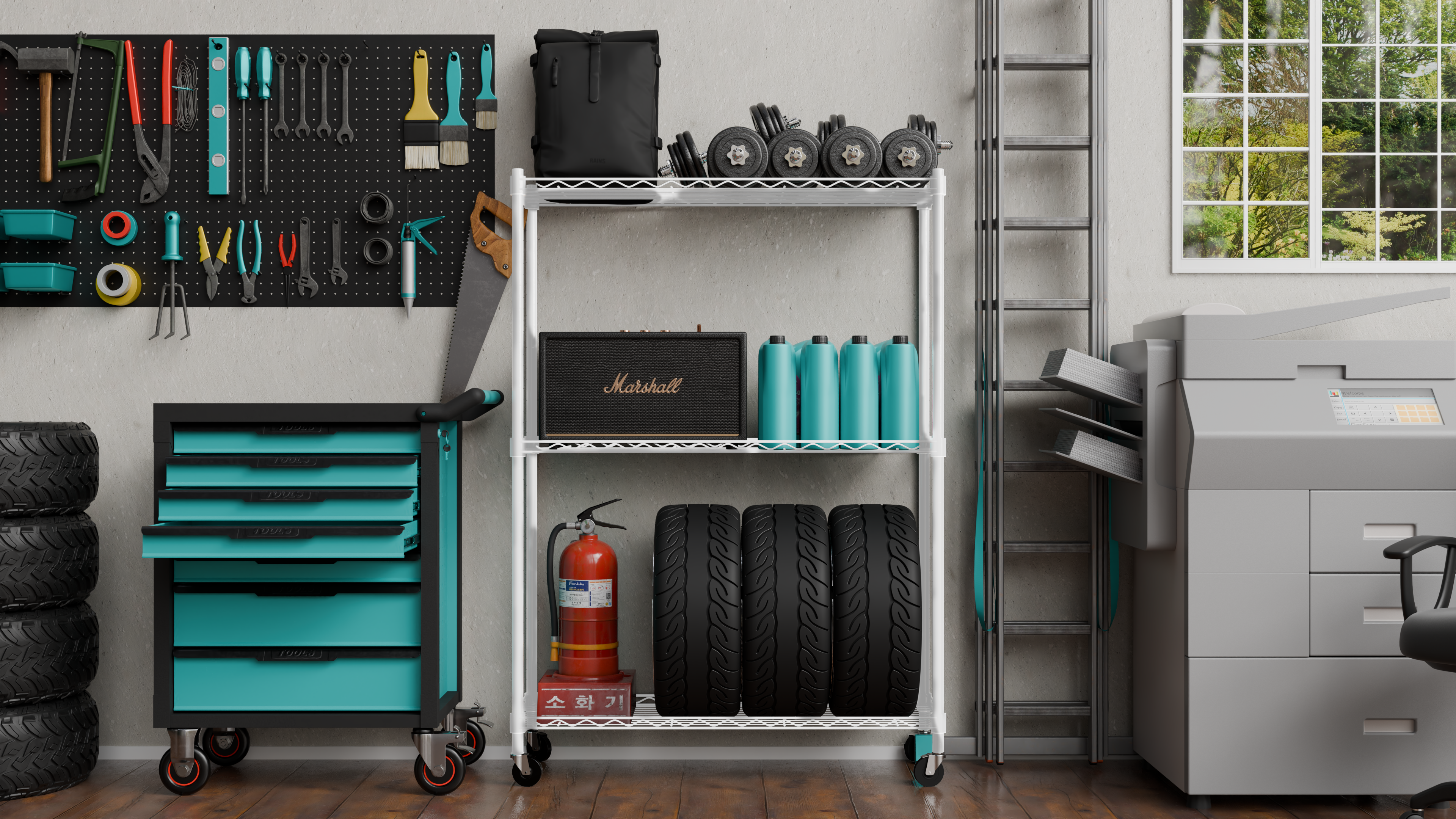 Tune Home 3 Tier Metal Wire Storage Rack with Wheels - Tune home