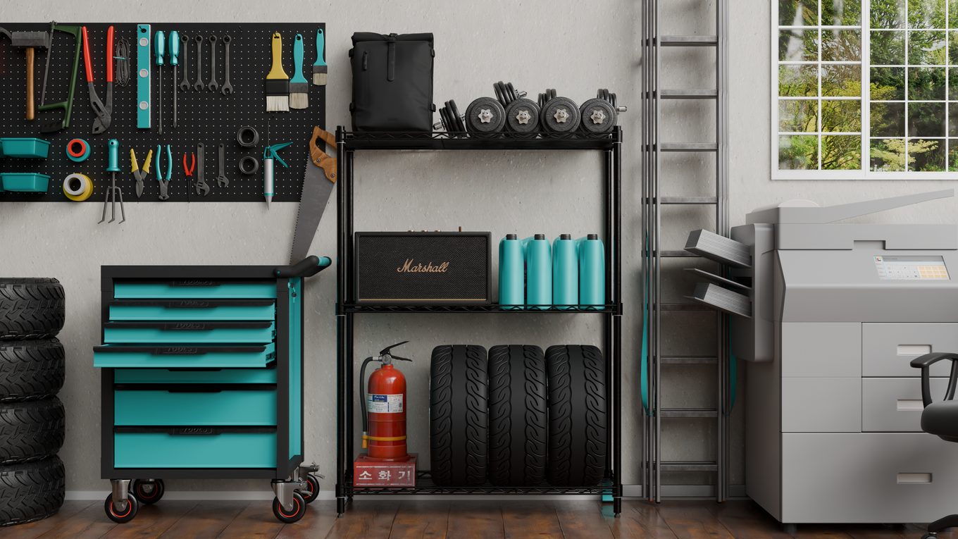 3 Tier Height Adjustable Metal Wire Storage Rack