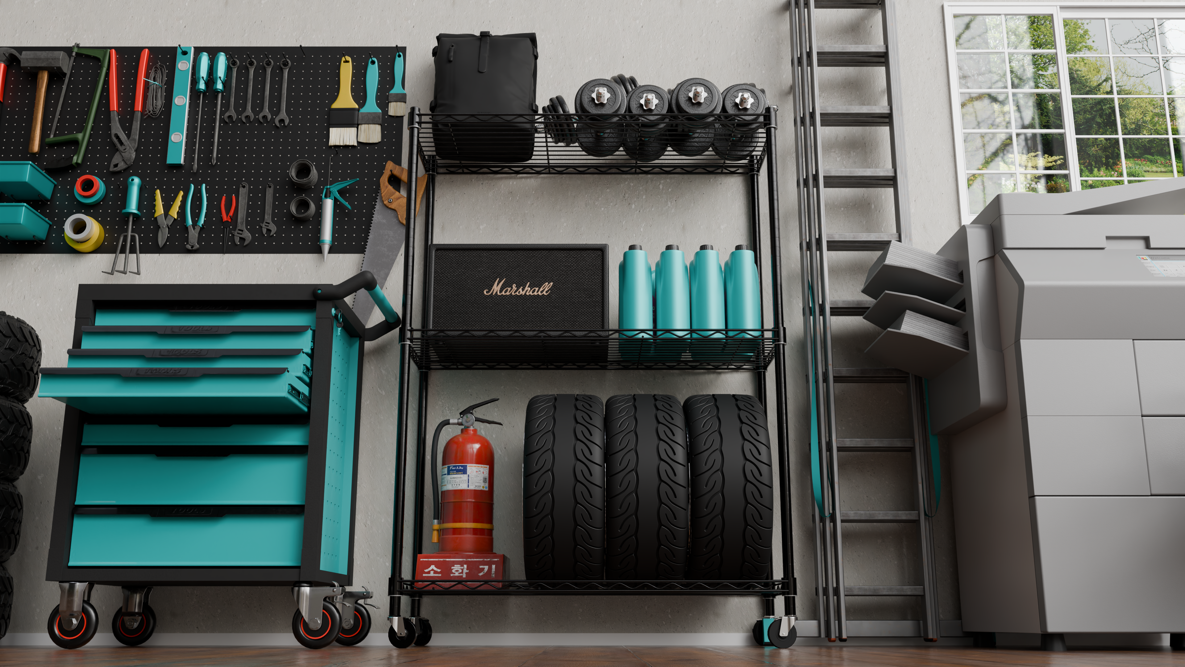 Tune Home 3 Tier Metal Wire Storage Rack with Wheels - Tune home