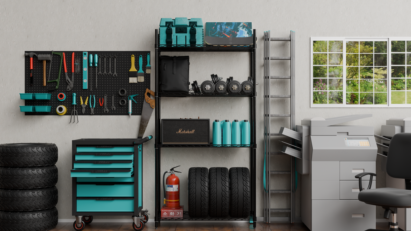 4 Tier Height Adjustable Metal Wire Storage Rack