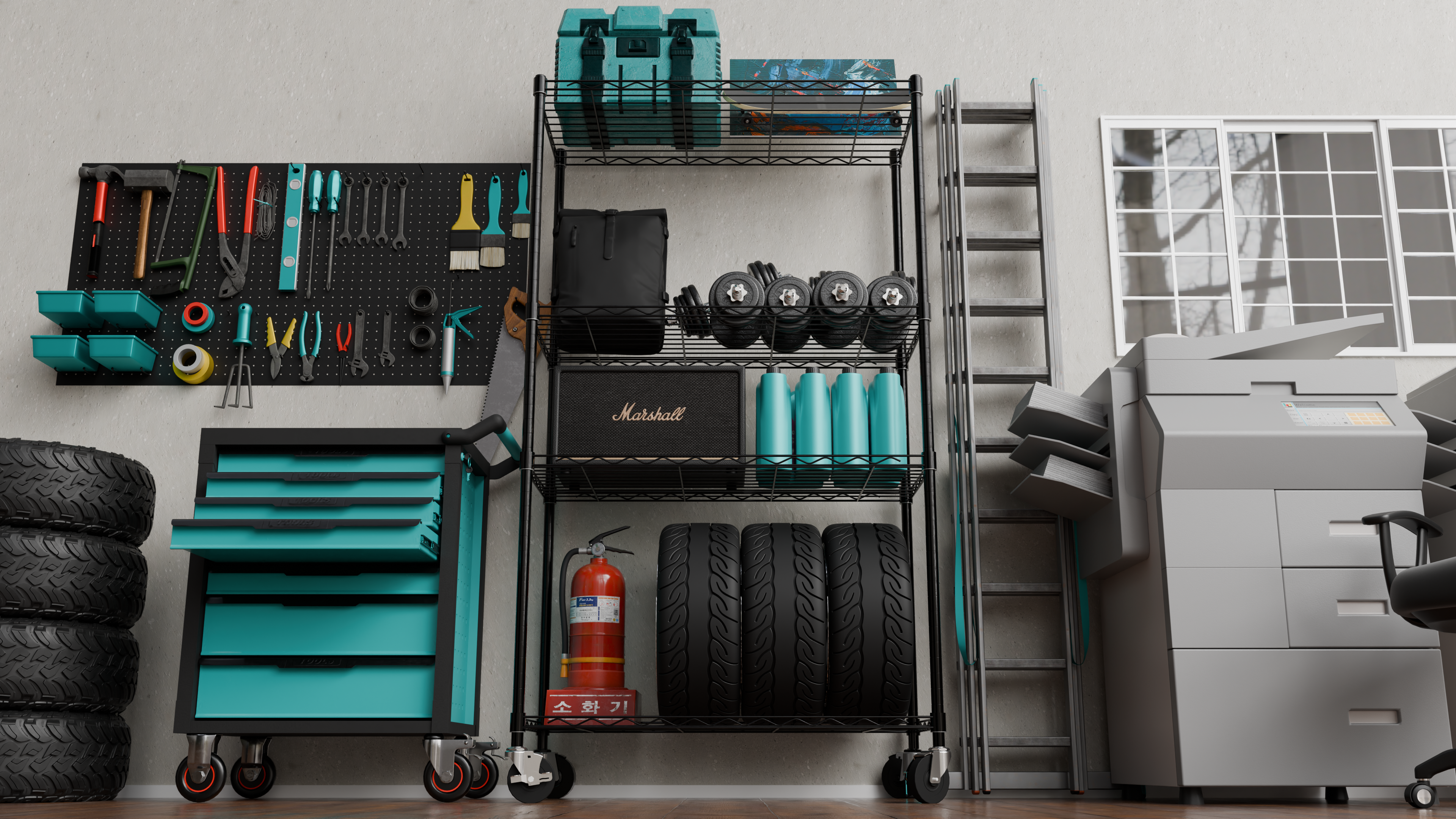 4 Tier Metal Wire Storage Rack with Wheels
