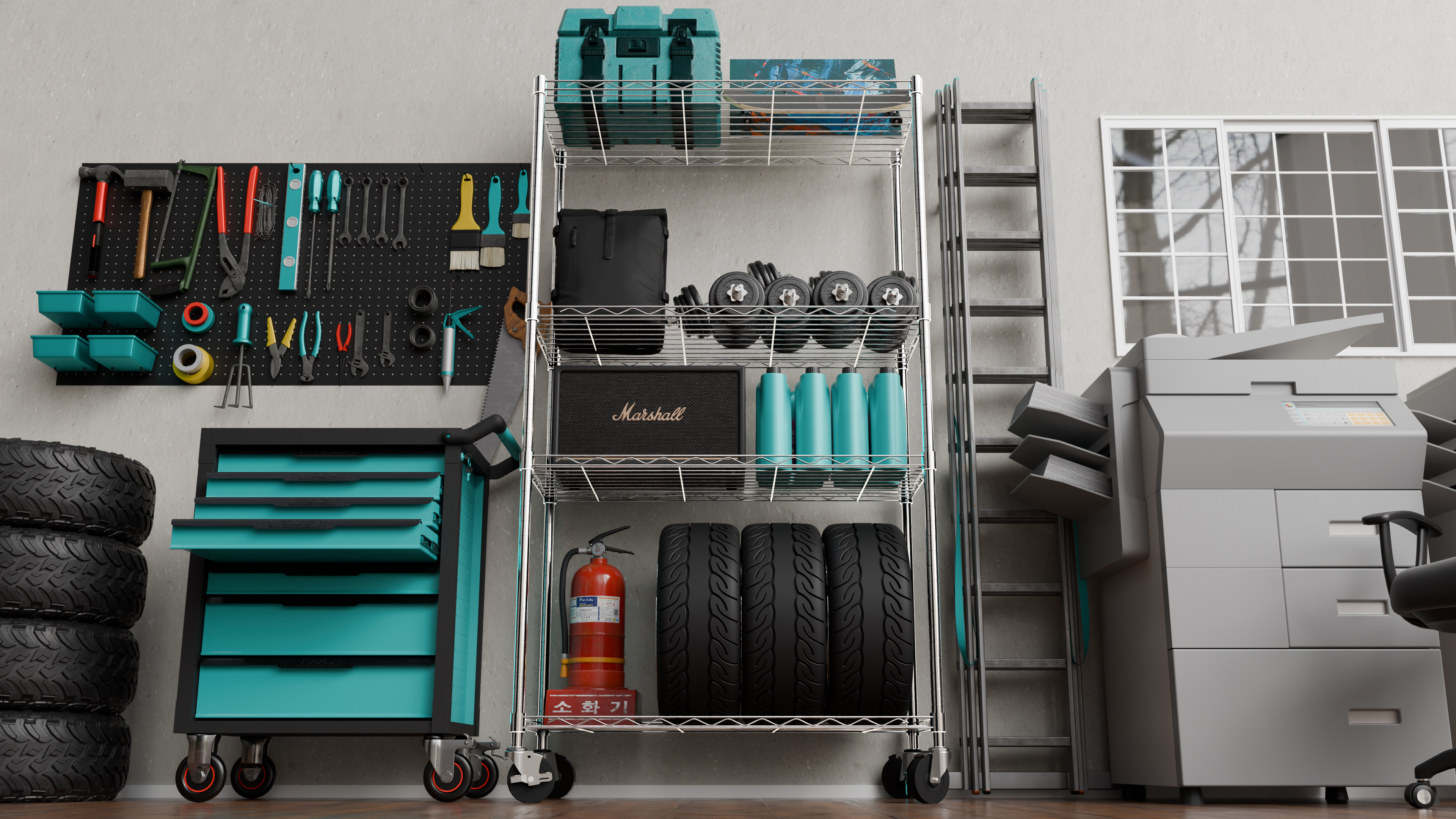 4 Tier Metal Wire Storage Rack with Wheels
