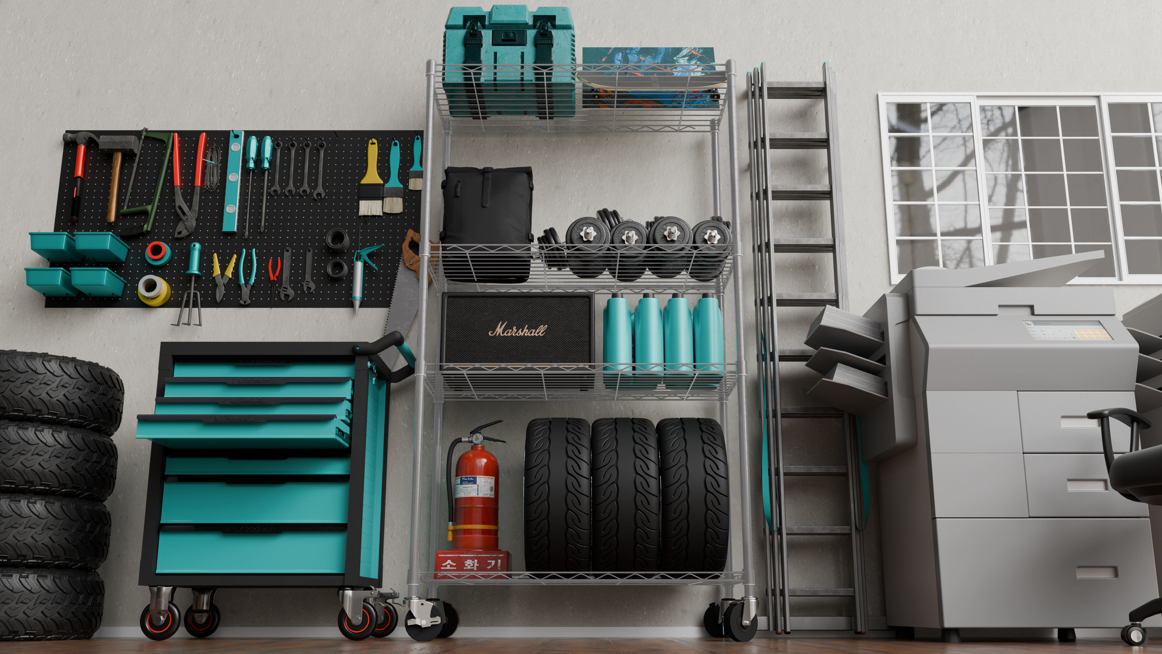4 Tier Metal Wire Storage Rack with Wheels