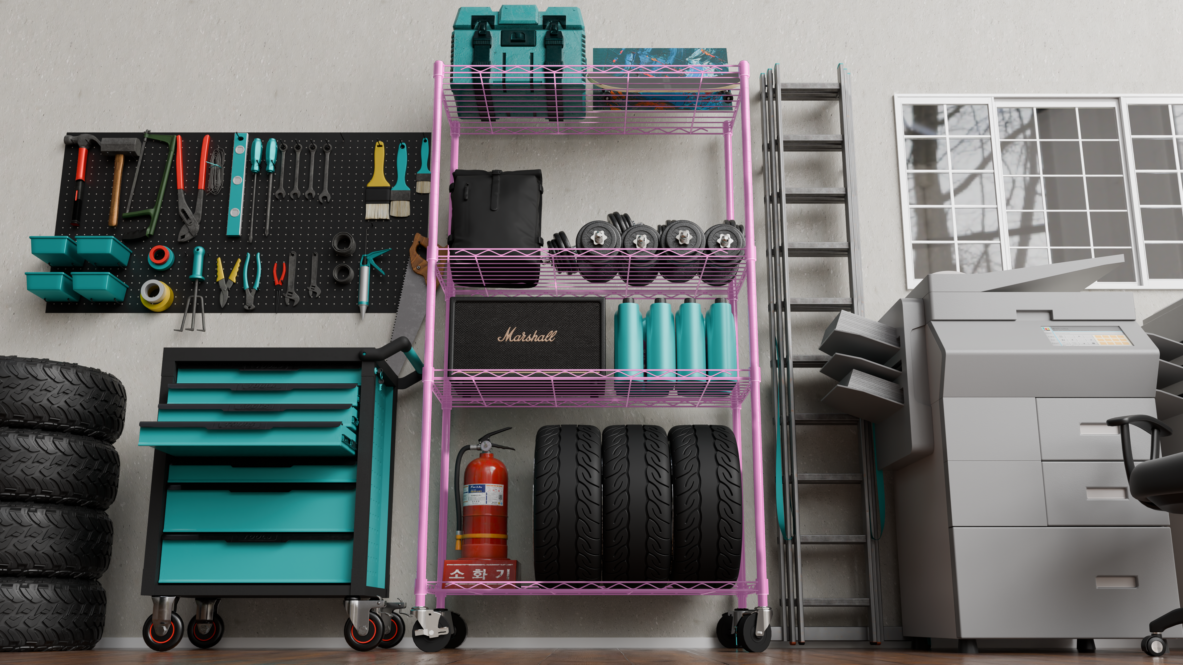 4 Tier Metal Wire Storage Rack with Wheels