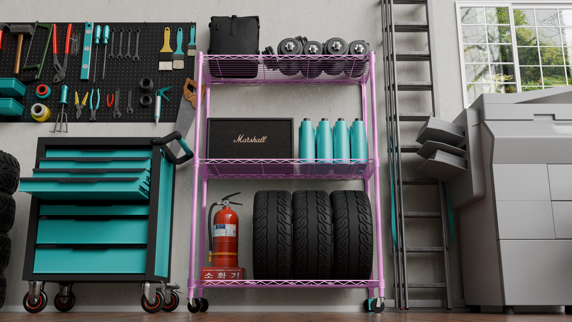 Tune Home 3 Tier Metal Wire Storage Rack with Wheels - Tune home