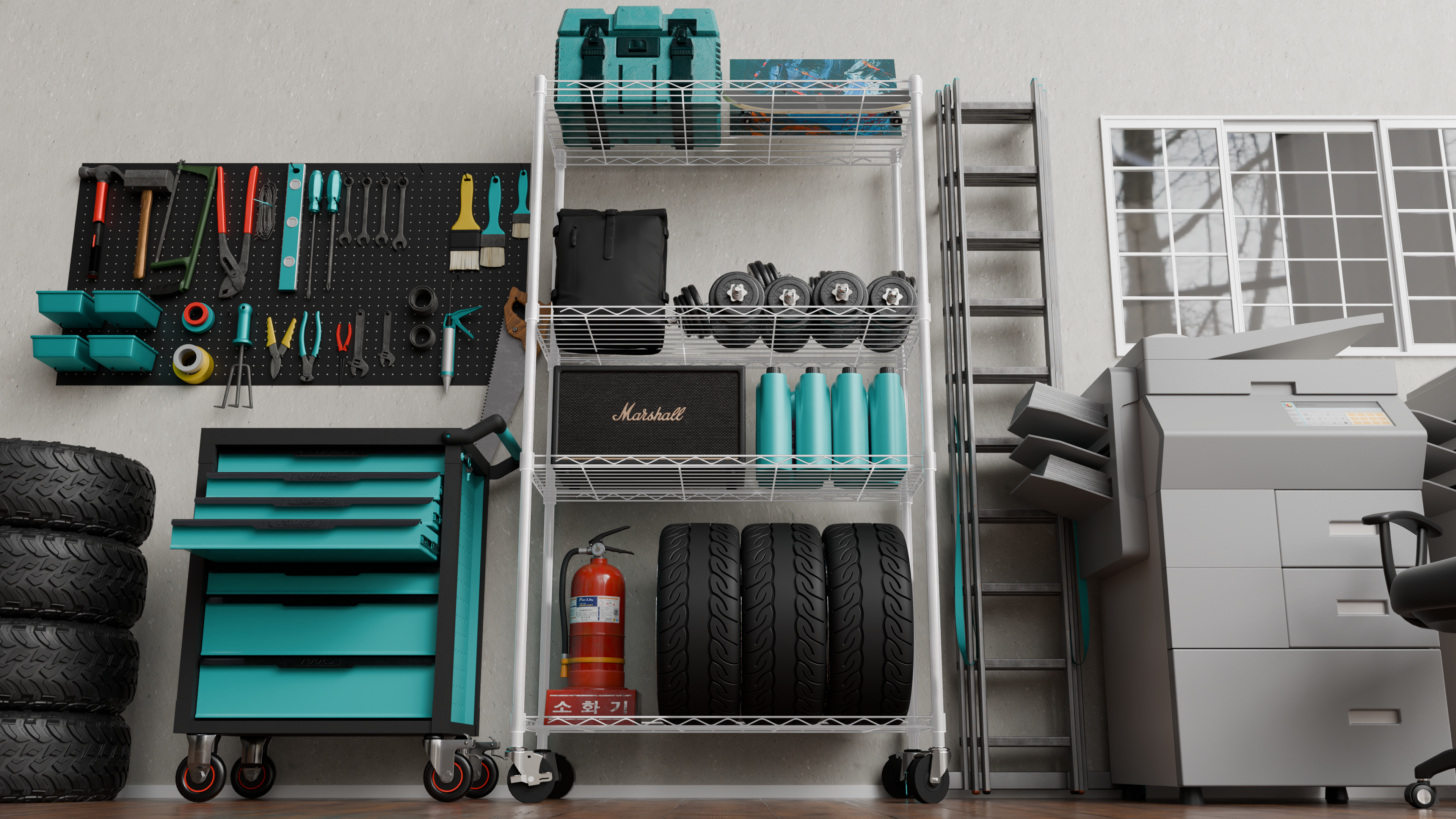 4 Tier Metal Wire Storage Rack with Wheels