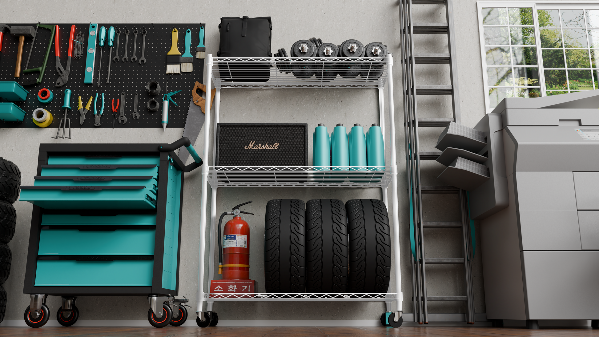 Tune Home 3 Tier Metal Wire Storage Rack with Wheels - Tune home