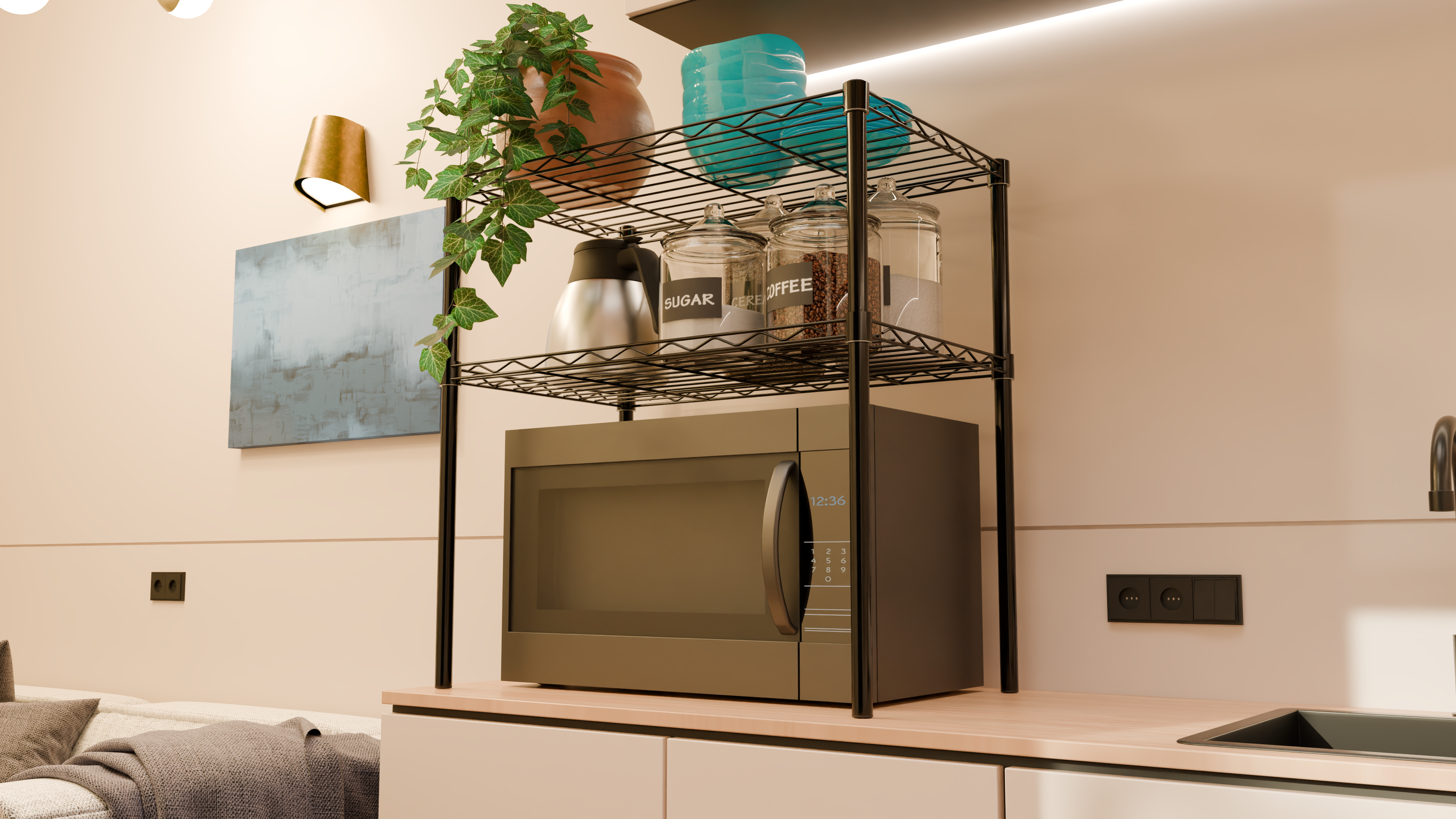 Tune Home 2-Tier Tall Microwave Storage Rack - Tune home