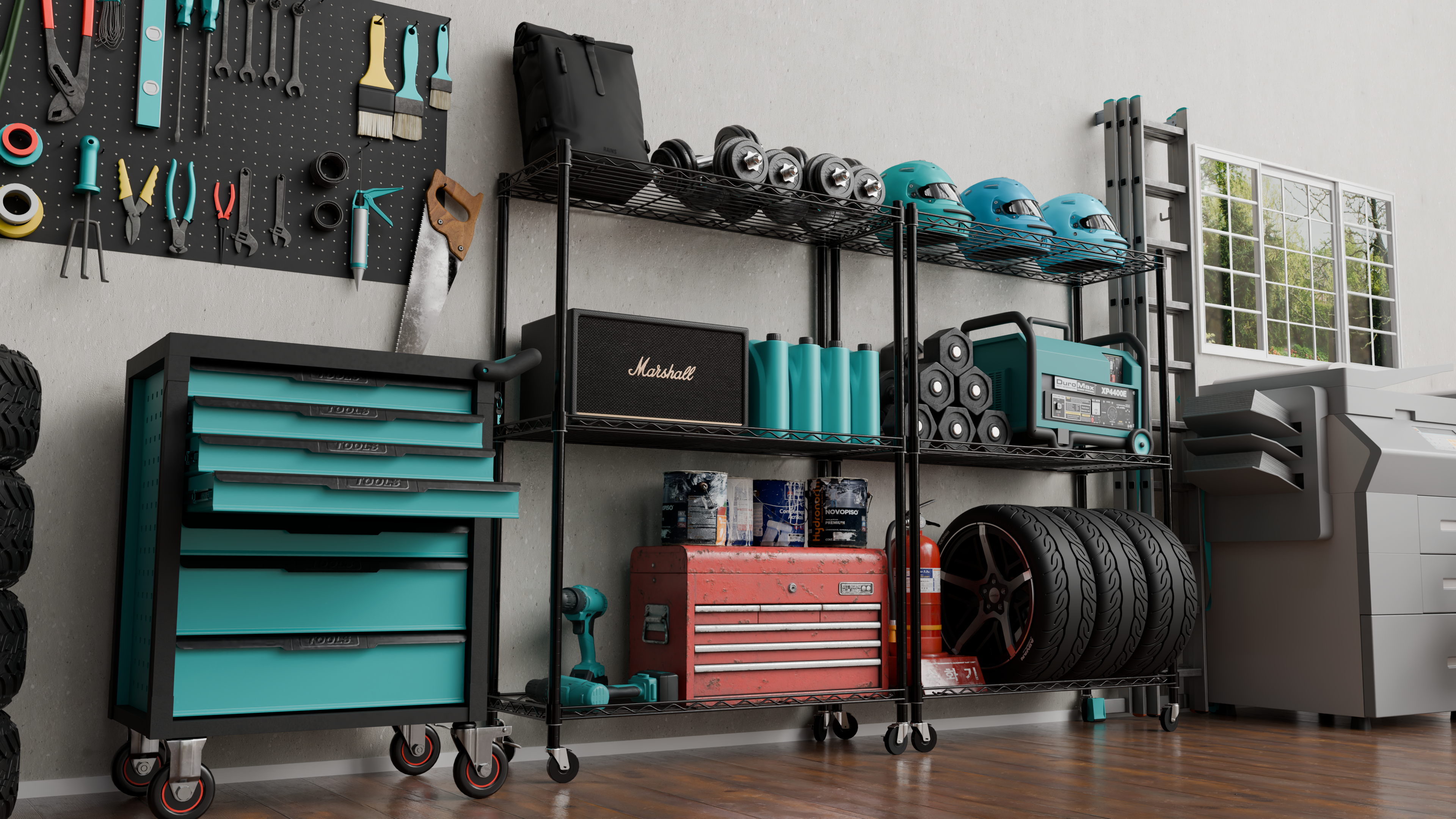 Tune Home 3 Tier Metal Wire Storage Rack with Wheels - Tune home