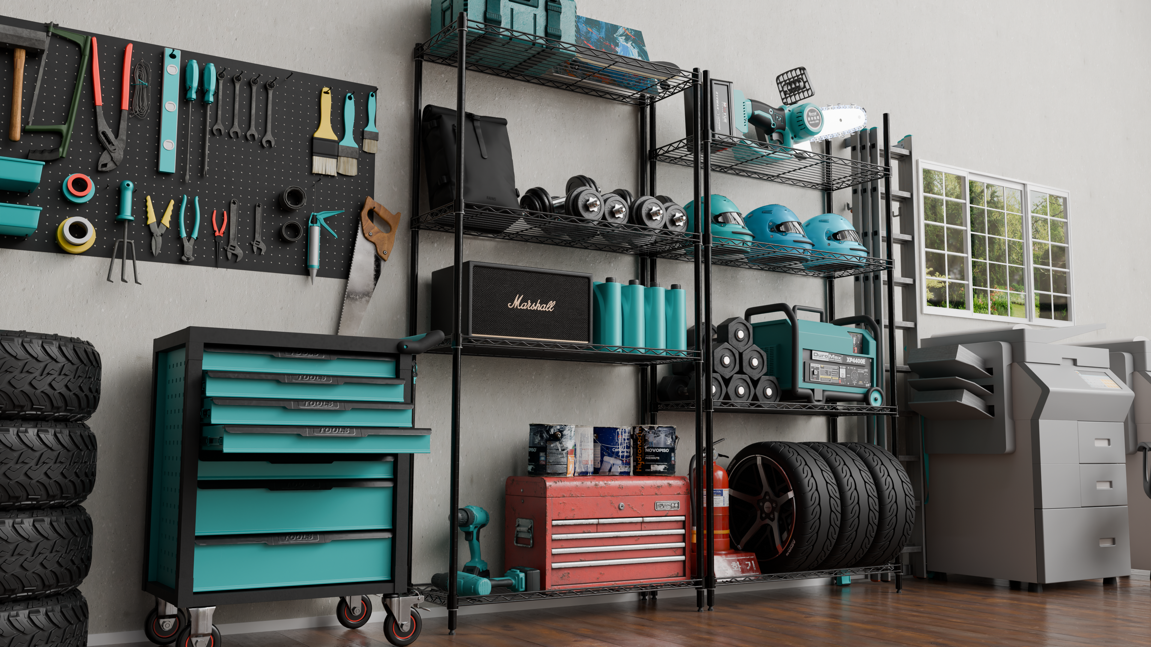 4 Tier Height Adjustable Metal Wire Storage Rack