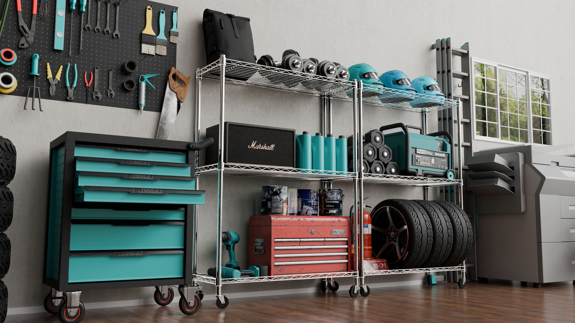 Tune Home 3 Tier Metal Wire Storage Rack with Wheels - Tune home