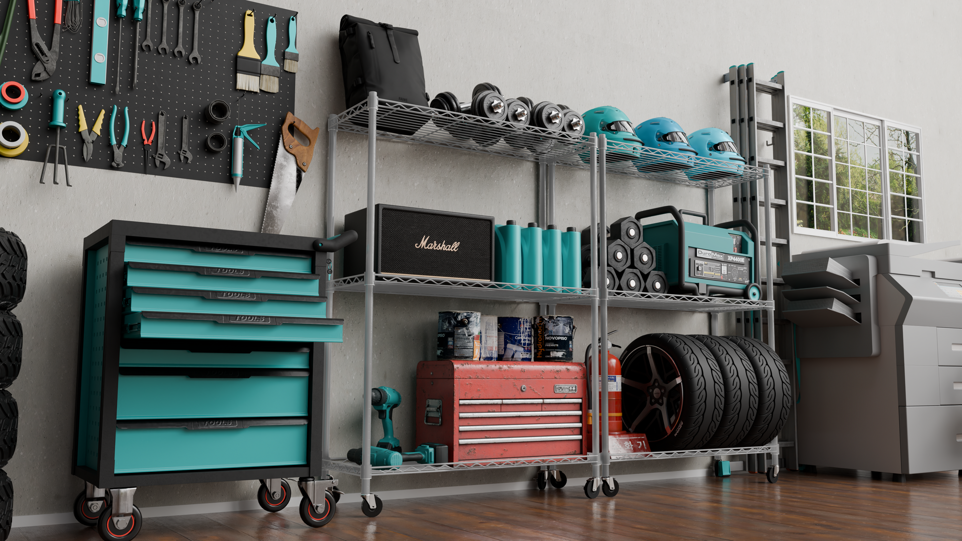 Tune Home 3 Tier Metal Wire Storage Rack with Wheels - Tune home