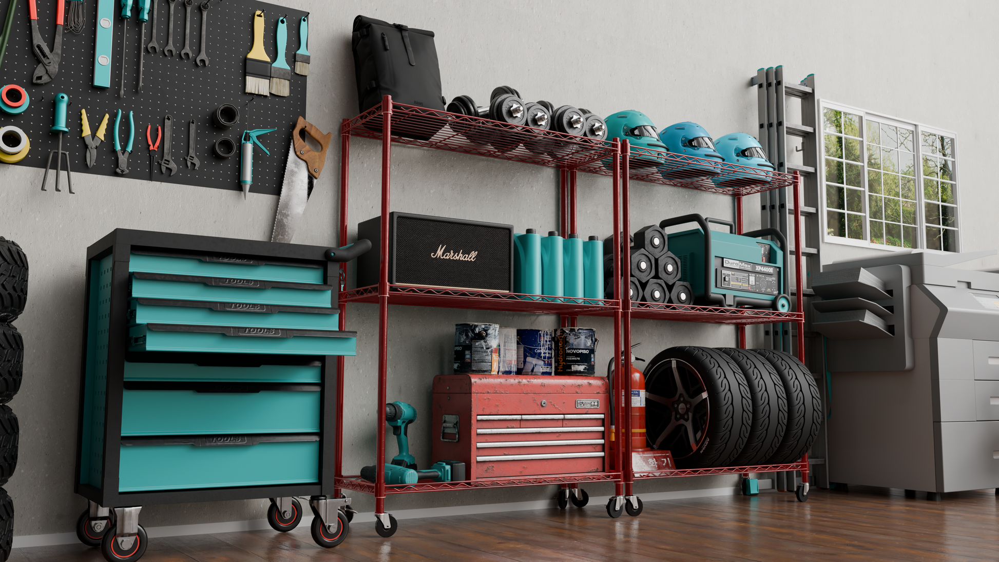 Tune Home 3 Tier Metal Wire Storage Rack with Wheels - Tune home