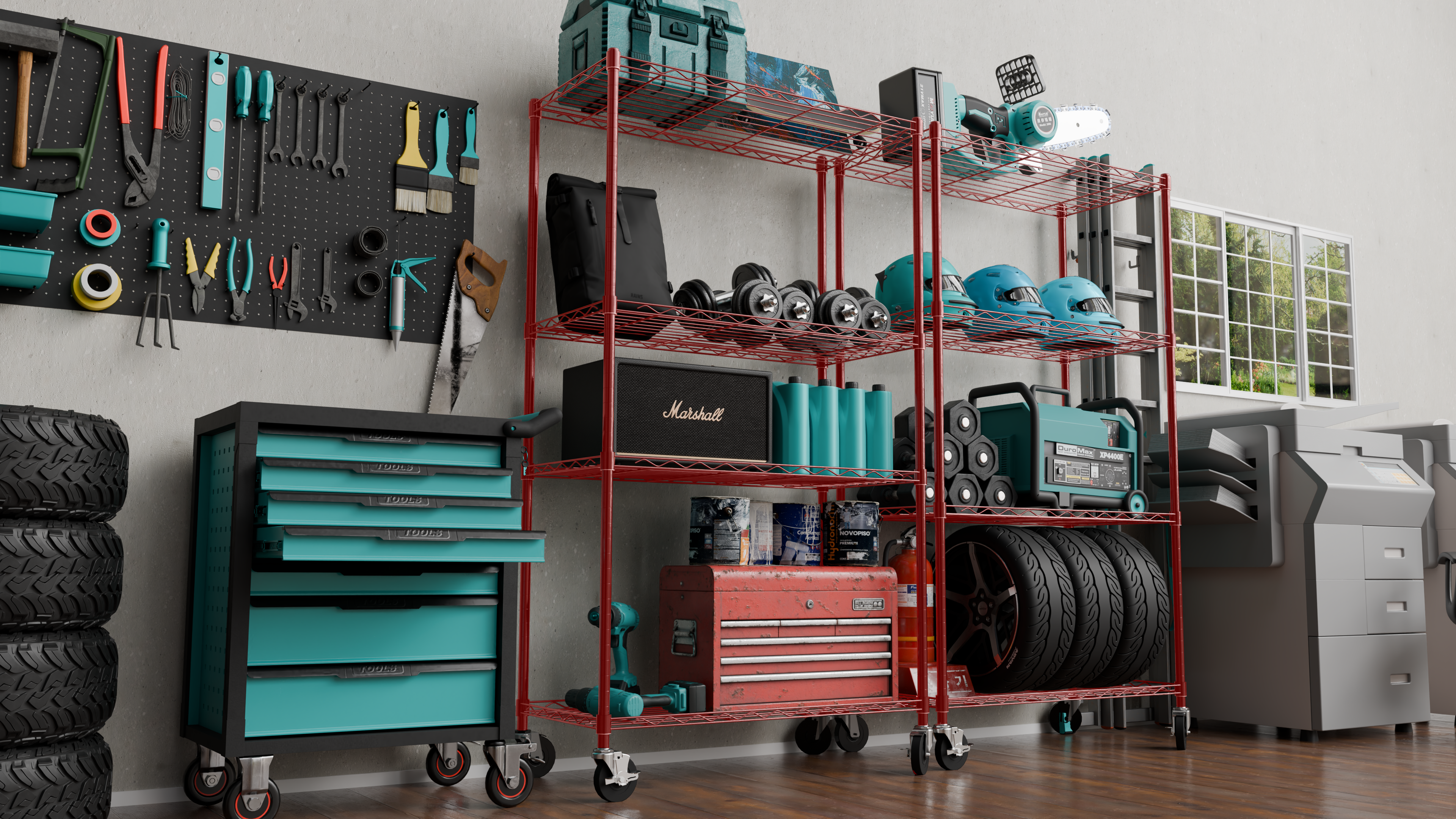 4 Tier Metal Wire Storage Rack with Wheels