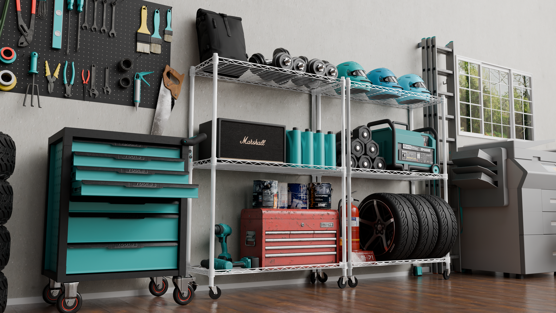 Tune Home 3 Tier Metal Wire Storage Rack with Wheels - Tune home